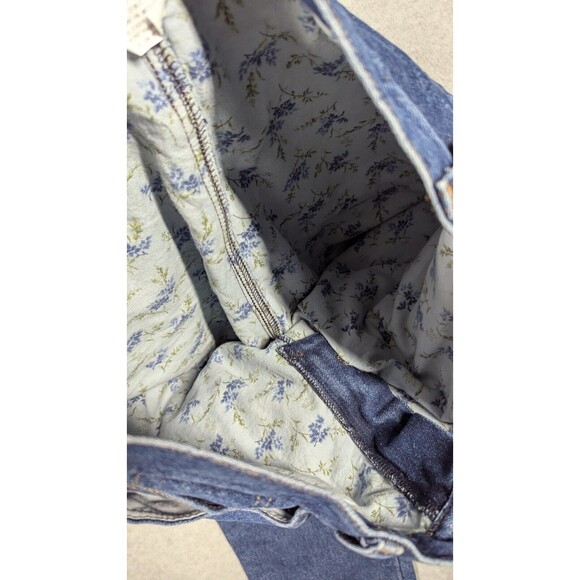 LL Bean Women Jeans 12x25 Reg Floral Flannel Lined Double L Relaxed Fit Straight - Picture 10 of 16